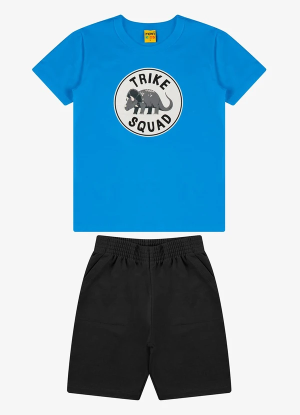 Rovi Kids - Conjunto Camiseta com Bermuda Azul