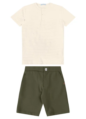 Conjunto Menino Camisa com Bermuda Bege - Trick Nick