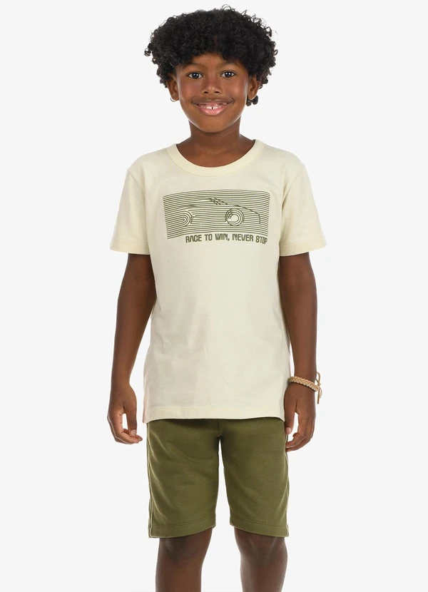 Rovi Kids - Conjunto Camiseta com Bermuda Bege