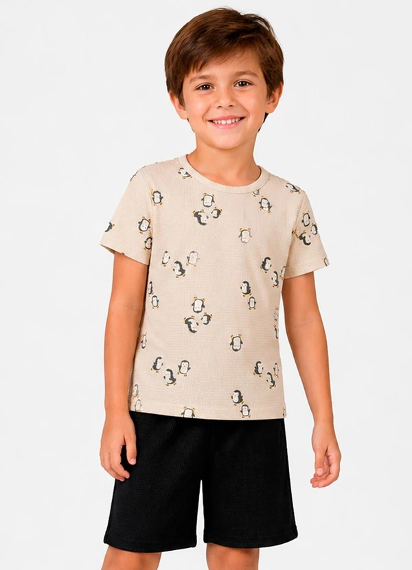 Select - Conjunto Camiseta com Bermuda Bege