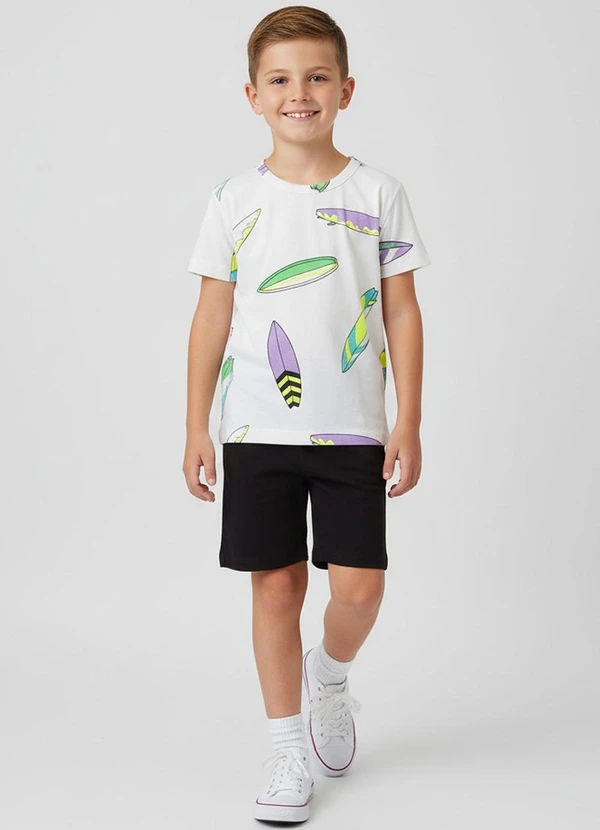 Rovi Kids - Conjunto Camiseta com Bermuda Branco