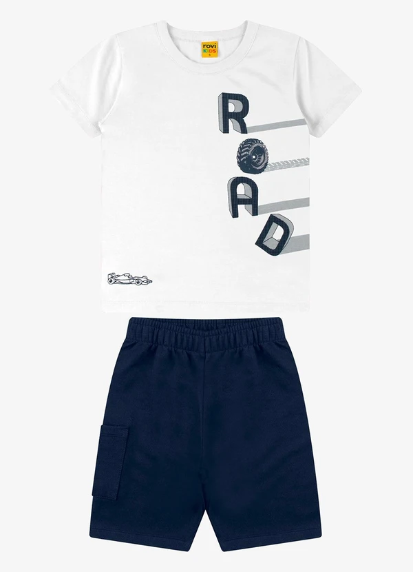 Rovi Kids - Conjunto Camiseta com Bermuda Branco