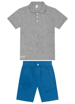 Trick Nick - Conjunto Camiseta com Bermuda Cinza - TRICK NICK