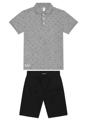 Trick Nick - Conjunto Camiseta com Bermuda Cinza - TRICK NICK