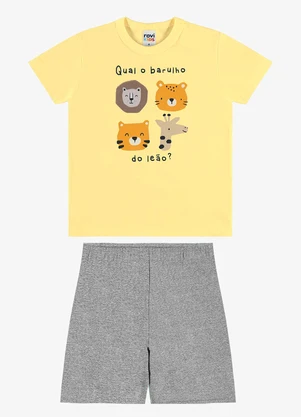Rovi Kids - Conjunto Camiseta com Bermuda Infantil Amarelo - ROVI KIDS
