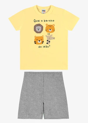 Rovi Kids - Conjunto Camiseta com Bermuda Infantil Amarelo - ROVI KIDS