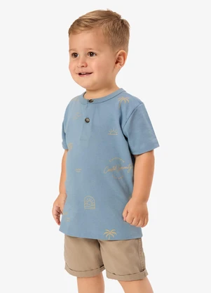 Rovi Kids - Conjunto Camiseta com Bermuda Infantil  Azul - ROVI KIDS