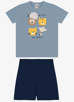 Rovi Kids - Conjunto Camiseta com Bermuda Infantil Azul - ROVI KIDS
