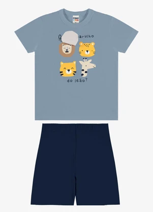 Rovi Kids - Conjunto Camiseta com Bermuda Infantil Azul - ROVI KIDS