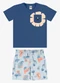 Rovi Kids - Conjunto Camiseta com Bermuda Infantil Azul - variação: Azul