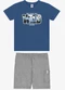 Rovi Kids - Conjunto Camiseta com Bermuda Infantil Bege - variação: Azul
