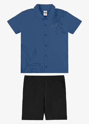 Rovi Kids - Conjunto Camiseta com Bermuda Infantil Azul - ROVI KIDS
