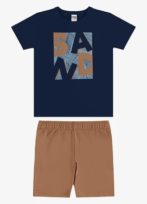 Rovi Kids - Conjunto Camiseta com Bermuda Infantil Azul - ROVI KIDS