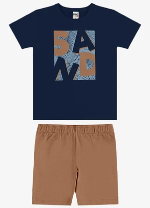 Rovi Kids - Conjunto Camiseta com Bermuda Infantil Azul - ROVI KIDS