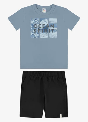 Rovi Kids - Conjunto Camiseta com Bermuda Infantil Azul - ROVI KIDS