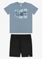 Rovi Kids - Conjunto Camiseta com Bermuda Infantil Bege - variação: Azul