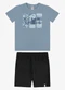 Rovi Kids - Conjunto Camiseta com Bermuda Infantil Bege - variação: Azul