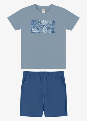 Rovi Kids - Conjunto Camiseta com Bermuda Infantil Azul - ROVI KIDS