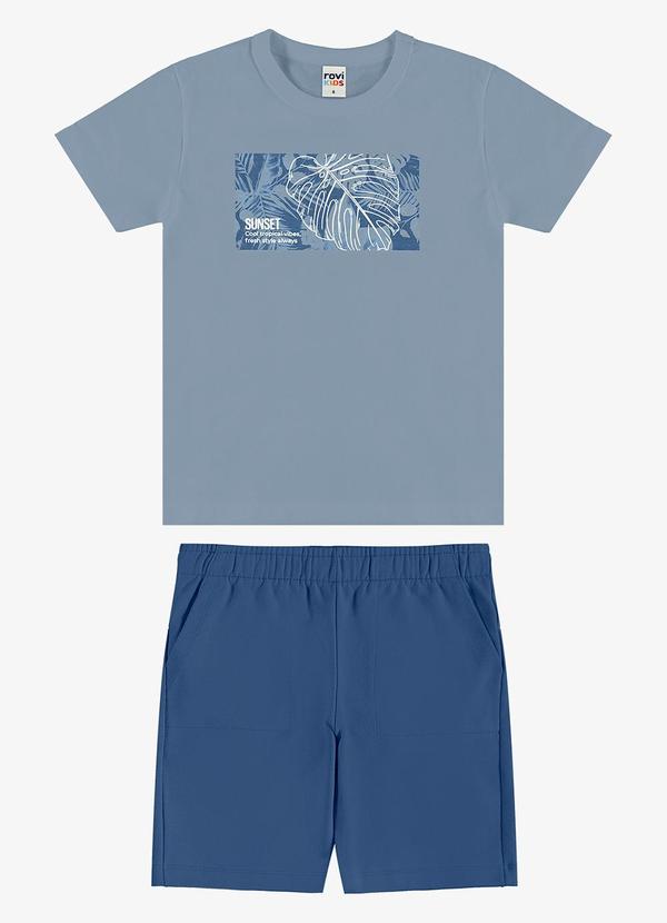Rovi Kids - Conjunto Camiseta com Bermuda Infantil Azul