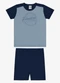 Rovi Kids - Conjunto Camiseta com Bermuda Infantil Marrom - variação: Azul