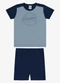 Rovi Kids - Conjunto Camiseta com Bermuda Infantil Preto - variação: Azul