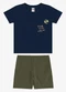 Rovi Kids - Conjunto Camiseta com Bermuda Infantil Bege - variação: Azul