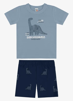 Rovi Kids - Conjunto Camiseta com Bermuda Infantil Azul - ROVI KIDS