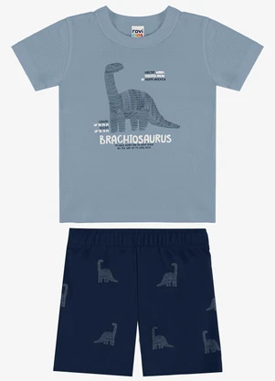 Rovi Kids - Conjunto Camiseta com Bermuda Infantil Azul - ROVI KIDS