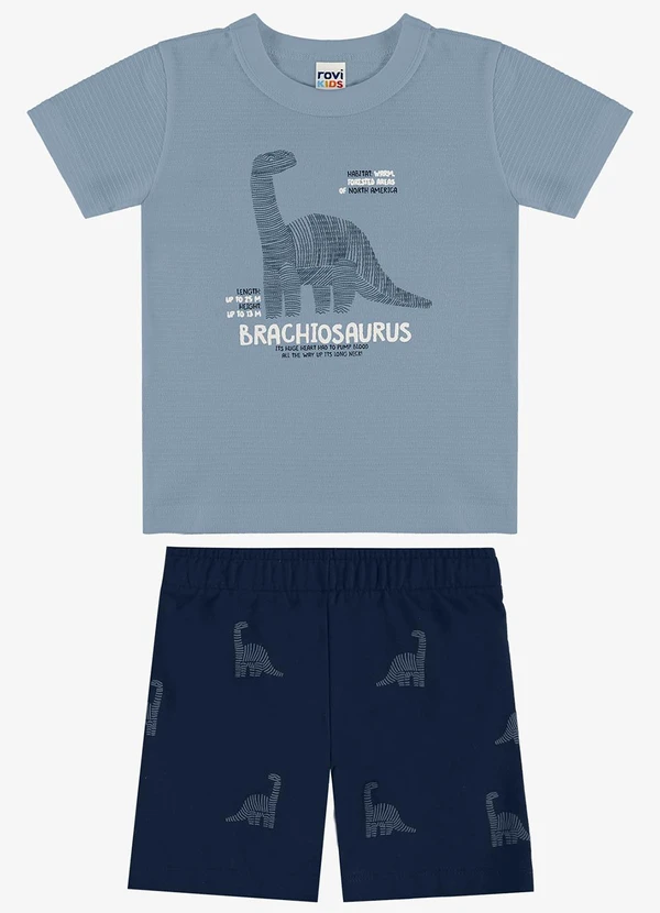 Rovi Kids - Conjunto Camiseta com Bermuda Infantil Azul