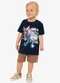 Rovi Kids - Conjunto Camiseta com Bermuda Infantil Vermelho - variação: Azul
