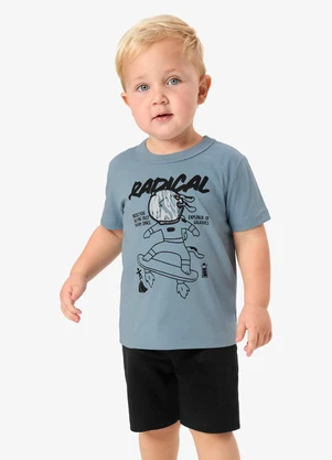 Rovi Kids - Conjunto Camiseta com Bermuda Infantil Azul - ROVI KIDS