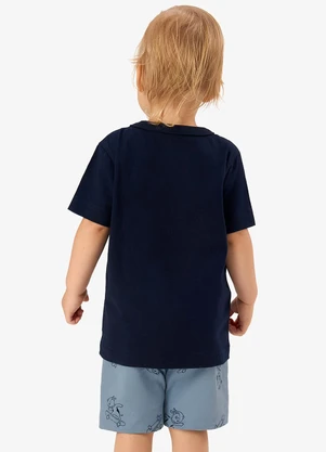 Rovi Kids - Conjunto Camiseta com Bermuda Infantil Azul - ROVI KIDS