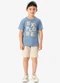 Rovi Kids - Conjunto Camiseta com Bermuda Infantil Marrom - variação: Azul