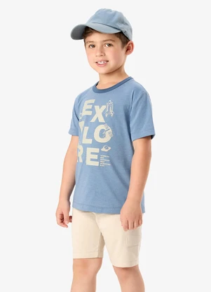 Rovi Kids - Conjunto Camiseta com Bermuda Infantil Azul - ROVI KIDS