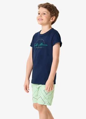 Rovi Kids - Conjunto Camiseta com Bermuda Infantil Azul - ROVI KIDS
