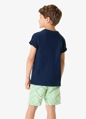 Rovi Kids - Conjunto Camiseta com Bermuda Infantil Azul - ROVI KIDS