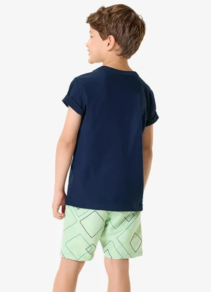 Rovi Kids - Conjunto Camiseta com Bermuda Infantil Azul - ROVI KIDS