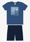 Rovi Kids - Conjunto Camiseta com Bermuda Infantil Bege - variação: Azul