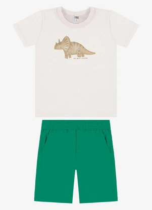 Rovi Kids - Conjunto Camiseta com Bermuda Infantil  Bege - ROVI KIDS