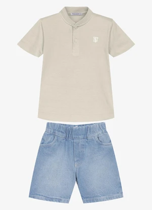 Trick Nick - Conjunto Camiseta com Bermuda Infantil Bege - TRICK NICK