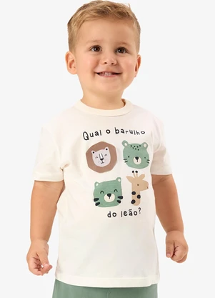 Rovi Kids - Conjunto Camiseta com Bermuda Infantil Bege - ROVI KIDS