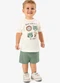 Rovi Kids - Conjunto Camiseta com Bermuda Infantil Bege - variação: Bege