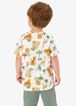 Rovi Kids - Conjunto Camiseta com Bermuda Infantil Bege - ROVI KIDS