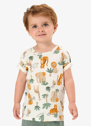Rovi Kids - Conjunto Camiseta com Bermuda Infantil Bege - ROVI KIDS