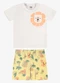 Rovi Kids - Conjunto Camiseta com Bermuda Infantil Marrom - variação: Bege
