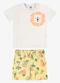 Rovi Kids - Conjunto Camiseta com Bermuda Infantil Marrom - variação: Bege