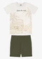 Rovi Kids - Conjunto Camiseta com Bermuda Infantil Bege - variação: Bege