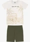 Rovi Kids - Conjunto Camiseta com Bermuda Infantil Branco - variação: Bege