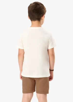 Rovi Kids - Conjunto Camiseta com Bermuda Infantil Bege - ROVI KIDS