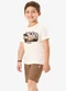 Rovi Kids - Conjunto Camiseta com Bermuda Infantil Verde - variação: Bege